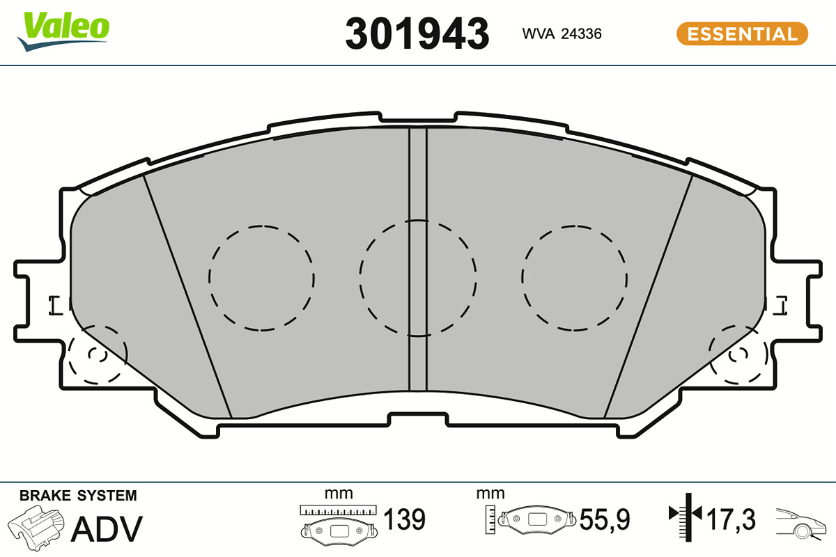 Jeu de 4 plaquettes de frein VALEO ref. 301943